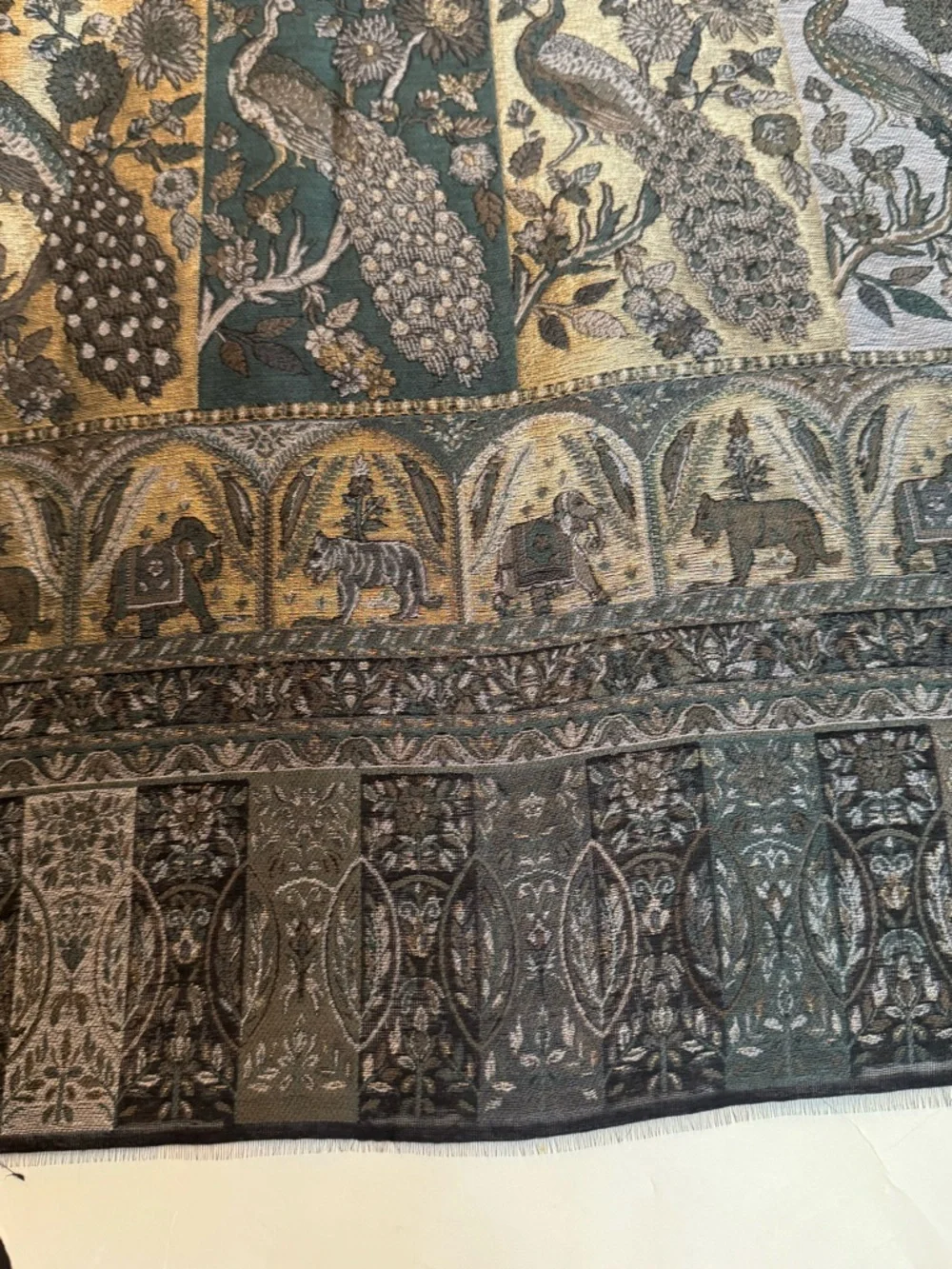 Moonlight Shawl with Peacock Design, Wedding Wrap - Picture 7 of 17